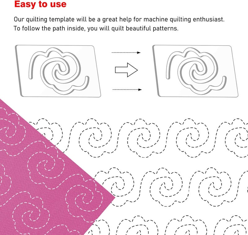Kapyoo 3Pcs Freemotion Quilting Rulers and Templates Set Quilting Templates for Machine Quilting Quilting Supplies Quilting Patterns with Non-Slip Grips (Series A) - Image 4